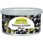 Veganer Brotaufstrich schwarze und grüne Oliven (1