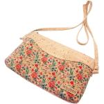 Blumenmuster Vintage Umhängetaschen mit Reißverschluss aus Kork mit Außentaschen 