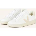 Weiße Veja V-12 Nachhaltige Low Sneaker aus Glattleder für Herren Größe 41 