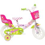 Vélo ATLAS Mädchen-Fahrrad, 12 Zoll, Pink Bloom, ausgestattet mit 1 Bremse, Korb vorne, Puppenhalter, Schutzbleche, Carter und Stabilisatoren, Pastellrosa