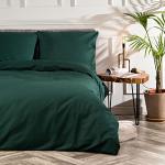 Dunkelgrüne Bettwäsche Sets & Bettwäsche Garnituren mit Reißverschluss aus Baumwolle 155x220 2-teilig 
