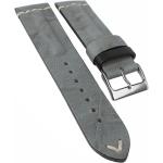 Venedig Uhrenarmband | Leder grau mit Wulst & Naht | Handmade 33678, Stegbreite:20mm, Schließe:Silbern
