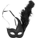 Schwarze Buttinette Venezianische Masken mit Glitzer für Damen 