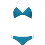 Reduzierte Petrolfarbene Unifarbene VENICE BEACH Neckholder-Bikinis aus Polyamid gepolstert für Damen 