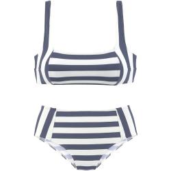 Venice Beach Bustier-Bikini mit gewebten Streifen