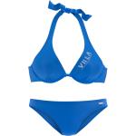 Royalblaue Neckholder-Bikinis mit Meer-Motiv mit Bügel für Damen Größe S 