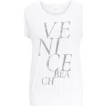 Weiße Elegante Kurzärmelige VENICE BEACH Rundhals-Ausschnitt T-Shirts mit Meer-Motiv für Damen Größe L 