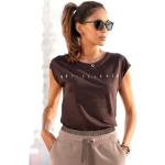 Dunkelbraune Kurzärmelige VENICE BEACH T-Shirts mit Meer-Motiv aus Jersey für Damen Größe XS 