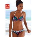 Marineblaue Blumenmuster VENICE BEACH Bikini-Tops mit Meer-Motiv gepolstert für Damen Größe XS 