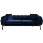 Marineblaue Industrial Chesterfield Sofas aus Samt mit Armlehne Breite 200-250cm, Höhe 200-250cm 3 Personen 