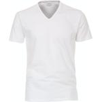 Weiße Unifarbene V-Ausschnitt T-Shirts aus Baumwollmischung für Herren Größe L 2-teilig 