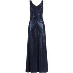Blaue Unifarbene Ärmellose Vera Mont Maxi V-Ausschnitt Lange Abendkleider mit Reißverschluss aus Jersey für Damen Größe M 