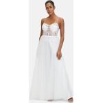 Weiße Bestickte Elegante Abendkleider rückenfrei mit Glitzer für Damen Größe S 