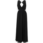 Reduzierte Schwarze Elegante Ärmellose Vera Mont Maxi V-Ausschnitt Lange Abendkleider mit Cutwork mit Reißverschluss aus Chiffon für Damen Größe XXL 