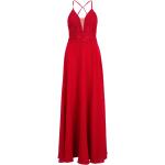 Rote Bestickte Elegante Vera Mont Maxi V-Ausschnitt Abendkleider rückenfrei für Damen Größe XXL 