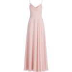 Rosa Unifarbene Ärmellose Vera Mont Maxi Wasserfall-Ausschnitt Lange Abendkleider mit Reißverschluss aus Chiffon für Damen Übergrößen 