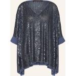 Blaue 3/4-ärmelige Vera Mont V-Ausschnitt Blusenshirts & Schlusen mit Pailletten aus Polyester für Damen Größe M 