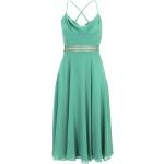 Reduzierte Grüne Bestickte Elegante Vera Mont Midi Wasserfall-Ausschnitt Chiffon-Abendkleider aus Chiffon für Damen Größe S 