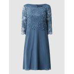 Blaue 3/4-ärmelige Vera Mont Chiffon-Abendkleider aus Chiffon für Damen Größe M 