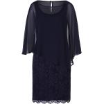 Blaue Halblangärmelige Vera Mont Chiffon-Abendkleider mit Reißverschluss aus Chiffon enganliegend für Damen Größe XXL 