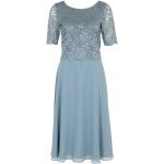 Blaue Halblangärmelige Vera Mont Midi Chiffon-Abendkleider mit Reißverschluss aus Chiffon für Damen Größe 5 XL 