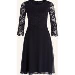Dunkelblaue 3/4-ärmelige Vera Mont Chiffon-Abendkleider mit Reißverschluss aus Chiffon für Damen Größe S für den für den Winter 