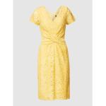 Gelbe Bestickte Vera Mont V-Ausschnitt Cocktailkleider aus Polyamid für Damen Größe M 