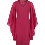 Rosa Unifarbene Langärmelige Vera Mont V-Ausschnitt Chiffon-Abendkleider mit Reißverschluss aus Jersey für Damen Größe XXL 