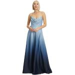 Reduzierte Dunkelblaue Ärmellose Vera Mont Maxi Wasserfall-Ausschnitt Lange Abendkleider mit Reißverschluss für Damen Größe M 