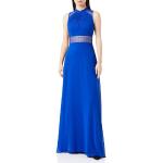 Blaue Ärmellose Vera Mont Maxi Stehkragen Lange Abendkleider mit Reißverschluss für Damen Größe M 