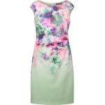 Pastellgrüne Blumenmuster Ärmellose Mini Taillierte Kleider mit Reißverschluss aus Polyester für Damen Größe S 