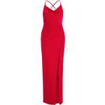 Rote Elegante Vera Mont Maxi Wasserfall-Ausschnitt Lange Abendkleider mit Reißverschluss aus Satin enganliegend für Damen Größe XXL für Partys 