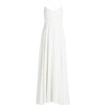 Reduzierte Weiße Elegante Ärmellose Vera Mont Maxi Wasserfall-Ausschnitt Lange Abendkleider mit Reißverschluss aus Satin für Damen Größe XXL für Partys 