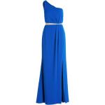 Reduzierte Blaue Elegante Ärmellose Vera Mont Maxi Asymmetrische Lange Abendkleider mit Cutwork mit Reißverschluss enganliegend für Damen Größe XXL 