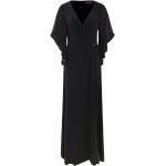 Reduzierte Schwarze Unifarbene Elegante Vera Mont Maxi V-Ausschnitt Lange Abendkleider aus Chiffon für Damen Größe M 