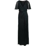 Reduzierte Schwarze Unifarbene Halblangärmelige Vera Mont Maxi V-Ausschnitt Sommerkleider mit Reißverschluss für Damen 