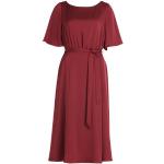 Reduzierte Rote Unifarbene Halblangärmelige Vera Mont Maxi Sommerkleider mit Reißverschluss aus Satin für Damen Größe XS 