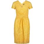 Reduzierte Gelbe Halblangärmelige Vera Mont Mini V-Ausschnitt Spitzenkleider mit Reißverschluss aus Polyamid enganliegend für Damen 