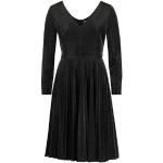 Schwarze Elegante Langärmelige Vera Mont Mini V-Ausschnitt Plisseekleider mit Reißverschluss aus Polyamid für Damen Größe XS 
