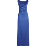 Blaue Ärmellose Vera Mont Maxi V-Ausschnitt Lange Abendkleider mit Reißverschluss aus Satin enganliegend für Damen Größe S für Partys 