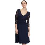 Reduzierte Blaue 3/4-ärmelige Vera Mont V-Ausschnitt Chiffon-Abendkleider aus Chiffon für Damen Größe M 
