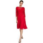 Rote 3/4-ärmelige Vera Mont Rundhals-Ausschnitt Taillierte Kleider mit Reißverschluss für Damen Größe M 