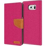 Pinke Samsung Galaxy S6 Edge Cases Art: Flip Cases mit Bildern aus Textil 