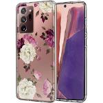 Pinke Blumenmuster Samsung Galaxy Note20 Ultra Cases mit Vogel-Motiv mit Muster aus Gummi 