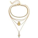Goldene Zweireihige Halsketten & Mehrlagige Halsketten aus vergoldet handgemacht für Damen 