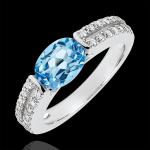 Reduzierte Blaue Elegante Edenly Edelsteinringe aus Weißgold 18 Karat mit Diamant 