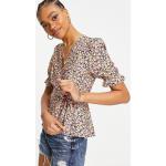 Reduzierte Bunte Blumenmuster Kurzärmelige Vero Moda V-Ausschnitt Festliche Blusen für Damen Größe XS 