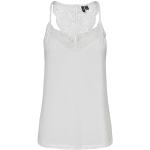 Weiße Langärmelige Vero Moda T-Shirts aus Spitze für Damen Größe L 