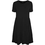 Reduzierte Schwarze Unifarbene Kurzärmelige Vero Moda Mini Freizeitkleider mit Rüschen für Damen Größe XL für den für den Sommer 