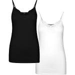 Schwarze Vero Moda V-Ausschnitt Damenunterhemden aus Baumwolle Größe M 2-teilig 